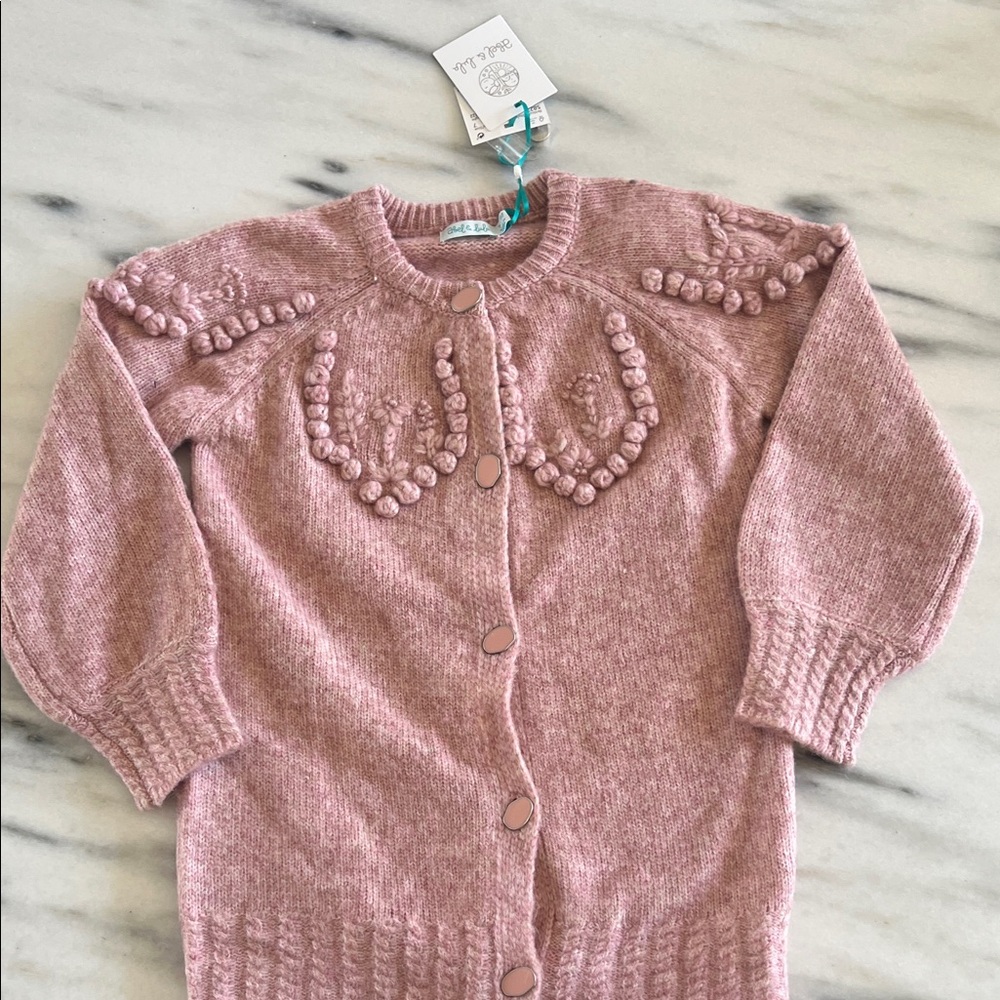 Abel & Lula girls pink embroidered sweater. NWT (girls 7)